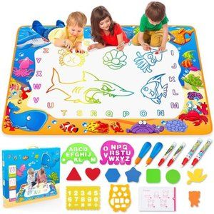 Water Doodle Mat - Kids Painting Writing Color Doodle Drawing Mat Toy Magic Pens